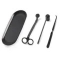 Professional 4-piece matte black stainless steel candle care accessory set with storage tray - Set (Twist Hook) / Matte Black