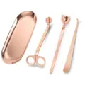 Elegante set di 4 accessori per candele in oro rosa con taglia stoppini e vassoio - Set Spegnicandela a Sospensione da 4 Pezzi / Sacchetto OPP / Oro rosa