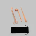Rose gold 3-piece candle accessory set with velvet storage bag included - 3-Piece Set + Velvet Bag / Rose Gold