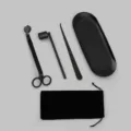 Professional 4-piece matte black stainless steel candle care tool set with tray and bag - Matte Black Candle Tool 4-Piece Set (With Velvet Bag)