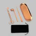 Professional rose gold stainless steel candle care tool set with trimmer and tray - Rose Gold Candle Tool 4-Piece Set (With Velvet Bag)