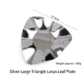 Großer silberner Edelstahlteller in Dreieck-Lotblattform für Snacks und Obst - Dreieck Lotosblatt Stil / Groß (27.9cm) / Silber