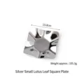 Kleiner silberner quadratischer Edelstahlteller mit kreativem Seerosenblatt-Design - Viereck Lotosblatt Stil / Klein (13.8cm) / Silber