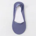 Women's blue cotton low-cut no-show invisible socks with non-slip silicone grip - Blue