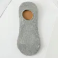 Onzichtbare grijze geribbelde katoenen enkelsokken voor dames voor extra zomercomfort - Eén Maat Dames / Lichtgrijs