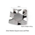 Moderner silberner Obstteller aus Edelstahl mit gewelltem Lotusblatt-Design für zu Hause - Viereck Lotosblatt Stil / Mittel (18cm) / Silber