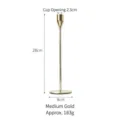 Middelgrote gouden roestvrijstalen kandelaar voor luxe trouwdecoraties, 28 cm hoog - M / Goud