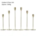 Elegante 6-delige gouden roestvrijstalen kandelaarset met verschillende hoogtes voor decor - Set van 6 / Goud