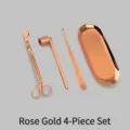 Juego de 4 accesorios para velas en oro rosa con bandeja de acero - Estilo de Capucha Recta / Juego de 4 piezas / Rosa oro