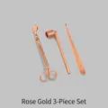 Juego de cuidado de velas de 3 piezas en oro rosa con cortamechas - Estilo de Capucha Recta / Juego de 3 Piezas / Rosa oro