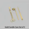 Elegante set de accesorios para velas en acero inoxidable dorado con cortapabilos y apagavelas - Estilo de Capucha Recta / Juego de 3 Piezas / Imitación de Oro