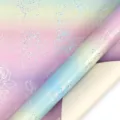 Laser iridescent gradient wrapping paper with silver glitter rose floral patterns - Rainbow Rose / 0.43*3m
