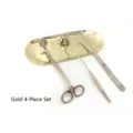 Elegant golden 4-piece candle care tool set with tray, wick trimmer, and snuffer - Gold Horn Cover 4-Piece