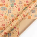 Milieuvriendelijk kraft inpakpapier met kleurrijke cadeau- en hartpatronen voor DIY - Verjaardagscadeau