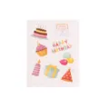 Set mit Geburtstagsaufklebern mit Torte Ballons und Geschenkbox für festliche Verpackungen - Geburtstagstorte Thema Aufkleber