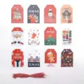 Set mit 48 Weihnachtsgeschenkanhängern und 50 rot-weißen Baumwollschnüren für Pakete - Weihnachten Klassik Serie Geschenkanhänger Set / 48 Anhänger + 50 Seile