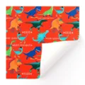 Leuchtend rote Geschenkpapier mit Dinosaurier-Motiven für Geburtstage und DIY-Geschenke - Oranger Dinosaurier / 50x70cm