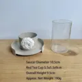 Detailed view of Arabic style cup holder set with 3D flower and glass tea cup set - 立体树脂花杯托+红茶杯
