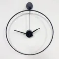 Minimalist modern black metal wall clock with thin circular frame for home decor - Diameter 50CM / Black