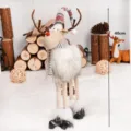40 cm hoge kerstrendier pluche pop met gebreide muts en sjaal voor huisdecoratie - Beige Wit Groot (40cm) / 40CM