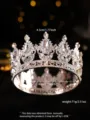 Élégante couronne ronde argentée avec strass scintillants pour gâteaux d'anniversaire - Argent Strass Blanc