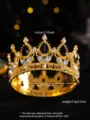 Élégante couronne dorée circulaire avec strass noirs et blancs pour fête d'enfants - Or Zirconium Noir