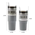 Grey 20oz and 30oz insulated stainless steel travel tumblers with straws and dimensions - 20oz / Gray