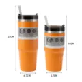 Dimensions for 20oz and 30oz orange stainless steel insulated tumblers with straws - 20oz / Orange