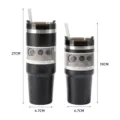 Two matte black stainless steel insulated car tumblers in 20oz and 30oz with straws - Black