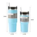 Sky blue 20oz and 30oz stainless steel vacuum insulated travel mugs with straws and lids - Azure