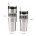 Dual sizes stainless steel vacuum insulated tumblers with straw, 19cm and 27cm - Steel Color