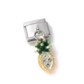 Cute mini 3D pineapple alloy charm with sparkling rhinestones for modular bracelets - Simulation Pineapple Style (14) / Golden Orange