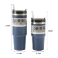 Navy blue insulated stainless steel tumblers with 3-way lid and straw, size comparison - Navy Blue
