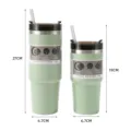Light green 20oz and 30oz insulated stainless steel car cups with straws and 3-way lids - Light Green