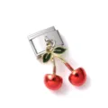 Detailed mini 3D cherry fruit charm in red alloy for DIY Italian style charm bracelets - Simulation Cherry Style (15) / Red