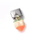 Cute 3D peach fruit charm with silver metal square link for DIY jewelry making accessories - Simulation Peach Style (20) / Pink Orange