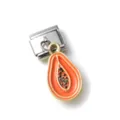 Detailed miniature papaya fruit charm in orange enamel with a stainless steel link - Simulation Papaya Style (22)