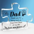 Puzzelvormige acryl plaque cadeau voor vader met een sentimentele Engelse boodschap - Vaderdag Cadeau Stijl (Q15) / Breedte Ongeveer 8cm Dikte 1cm / Transparant Ontwerp