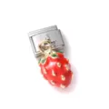 Cute 3D red enamel strawberry charm with gold seeds for DIY Italian charm bracelets. - Simulation 3D Red Strawberry Style (29)