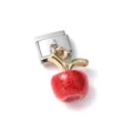 Miniature red apple fruit charm with green leaf for DIY jewelry on silver link - Simulation Apple Style (32)