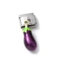 Cute miniature purple eggplant charm on stainless steel Italian modular link bracelet - Simulation Eggplant Style (33)