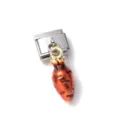 Miniature 3D carrot charm with orange enamel finish attached to a modular stainless steel link - Simulation Carrot Style (34)
