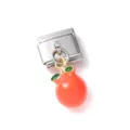 Cute 3D orange fruit charm on stainless steel modular bracelet link for DIY jewelry - Simulation Orange-Red Fruit Style (41)