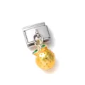 Cute 3D orange fruit charm on stainless steel modular link for DIY jewelry making - Simulation Tangerine Style (42)