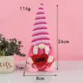 Pink and white striped Valentine's Day gnome doll holding a red LOVE heart ornament - Heart Female Style / 26cm