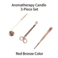 Set da 3 pezzi di accessori per candele profumate in bronzo antico con spegnino - Set da Tre Pezzi (akw4T1) / Rame antico rosso