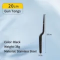 Professional 20cm black stainless steel offset tongs for culinary plating and BBQ - Black 20cm Offset Style BBQ Plating Tongs