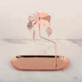 Rose Gold Stainless Steel Rotating Jewelry Tray and Candle Holder Stand with Cutout Leaves. - Leaf / Silver