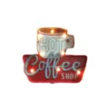 Vintage Kaffeetasse LED-Wandschild aus rustikalem Eisen für Café-Dekoration. - Kaffeetassen-Stil