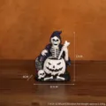 Resin Halloween skeleton wizard figurine stirring pumpkin cauldron for desk decor - Wizard Skull (7142A-01)